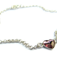 Delikatna srebrna bransoletka z małym serduszkiem w kolorze antycznego różu Swarovski