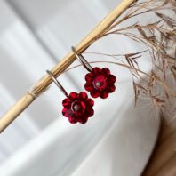 Kolczyki z czerwonymi kwiatuszkami - kryształ Swarovski Siam