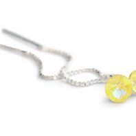 Srebrne kolczyki na łańcuszkach z cytrynowymi kryształkami Swarovski - Sunshine DeLite