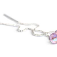Srebrne kolczyki na łańcuszkach z lawendowymi kryształkami Swarowski - Lavender DeLite