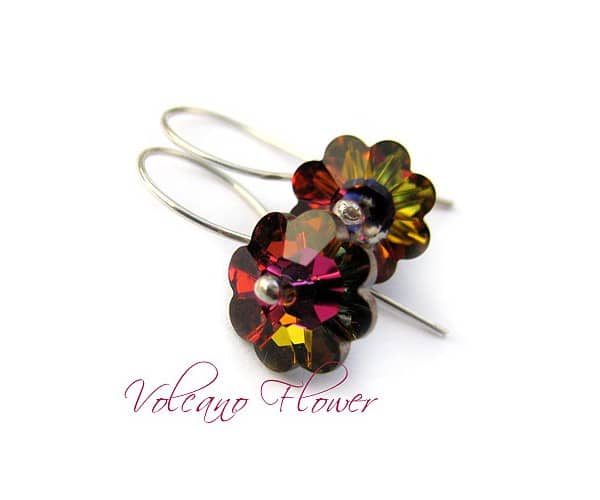 Kolczyki z kolorowymi kwiatuszkami - kryształy Swarovski Volcano Flower