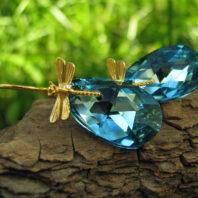 Kolczyki z ważkami i kryształami Swarovski Light Turquoise