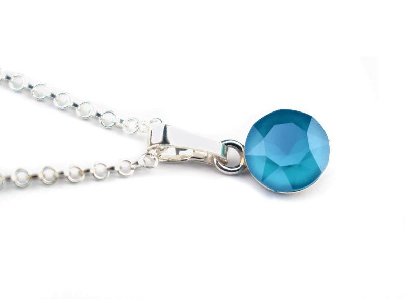Lazuorowy wisior z kryształem Swarovski Azure Blue - turkusowy diamencik