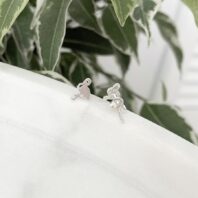 Miniaturowe srebrne kolczyki, sztyfty z motywem flaminga